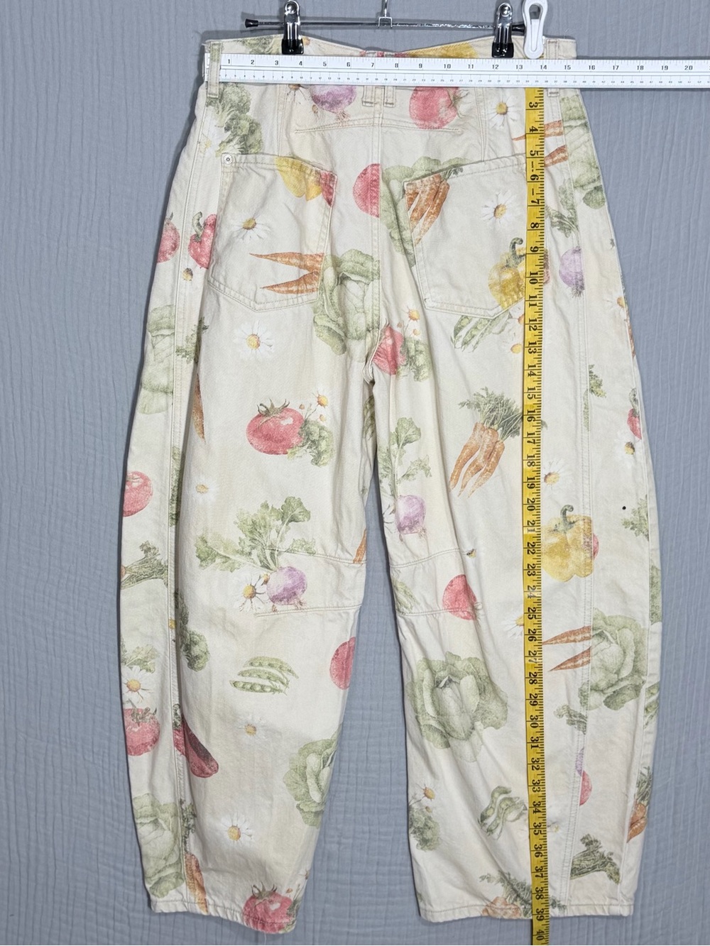 We The Free Cream Vegetable-Print Wide Leg Jeans - Picture 4 of 7